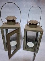 2 Metalen Lantaarntjes Brocante / Vintage / Oudjes, Antiek en Kunst, Ophalen of Verzenden