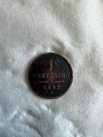 1 centesimo munt uit 1852 beschikbaar voor biedingen