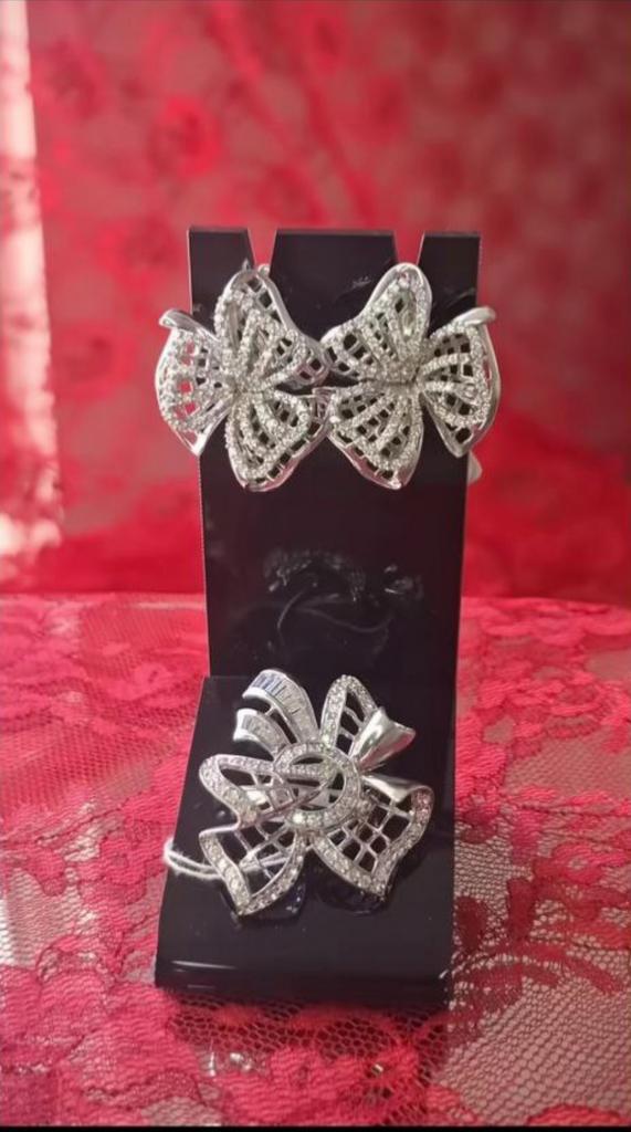 Zilveren sieradenset met ring (925 zilver, handgemaakt), Sieraden, Tassen en Uiterlijk, Ringen, Zo goed als nieuw, Dame, Zilver