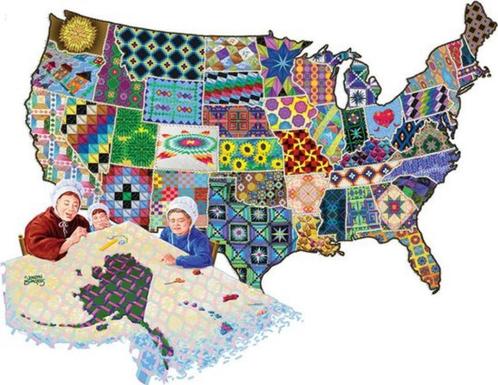 Silhouette vormenpuzzels Sunsout American Quilt, Hobby en Vrije tijd, Denksport en Puzzels, Nieuw, Legpuzzel, 500 t/m 1500 stukjes