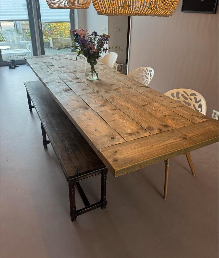 Complete Eethoek: Tafel, Bank, Stoelen, Huis en Inrichting, Tafels | Eettafels, Gebruikt, 50 tot 100 cm, 200 cm of meer, Vijf personen of meer