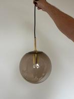 Prachtige vintage Glashutte lamp rookglas messing, Ophalen, Gebruikt, Minder dan 50 cm