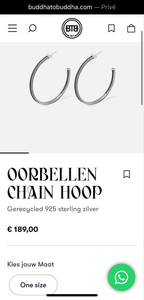 Buddha to Buddha Chain Hoop Oorbellen - ZGAN, Sieraden, Tassen en Uiterlijk, Oorbellen, Nieuw, Hangers, Zilver, Zilver, Ophalen of Verzenden