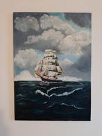 Schilderij zeegezicht met schip, Antiek en Kunst, Ophalen of Verzenden