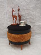 Vintage Boho Retro Poef Voetenbankje Opbergmeubeltje, Huis en Inrichting, Minder dan 50 cm, Overige materialen, Rond, Minder dan 50 cm