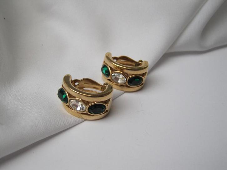 Oorbellen Swarovski /helder en groen kristal stenen, Sieraden, Tassen en Uiterlijk, Oorbellen, Zo goed als nieuw, Overige materialen