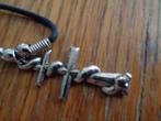 zilverkl kruis met slang aan leer koord nr k 5394, Sieraden, Tassen en Uiterlijk, Nieuw, Ophalen of Verzenden, Zilver, Overige materialen