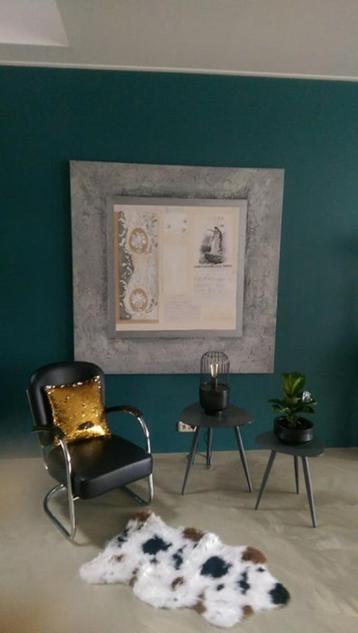 Groot brocante schilderij 150 x 150cm beschikbaar voor biedingen