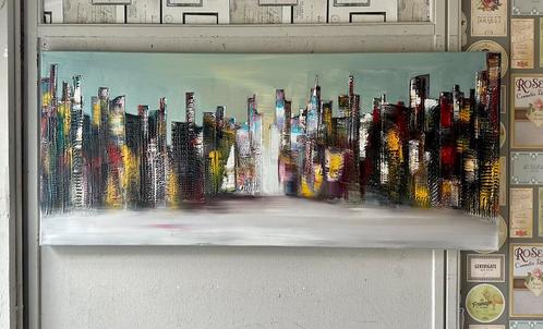 Alex L- Skyline- Handgeschilderd - Uniek- XXL, Antiek en Kunst, Kunst | Schilderijen | Abstract, Ophalen of Verzenden