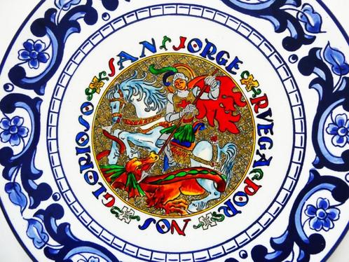 Wandbord San Jorge Sint Joris en de Draak atelier Spanje, Antiek en Kunst, Antiek | Religie, Ophalen of Verzenden