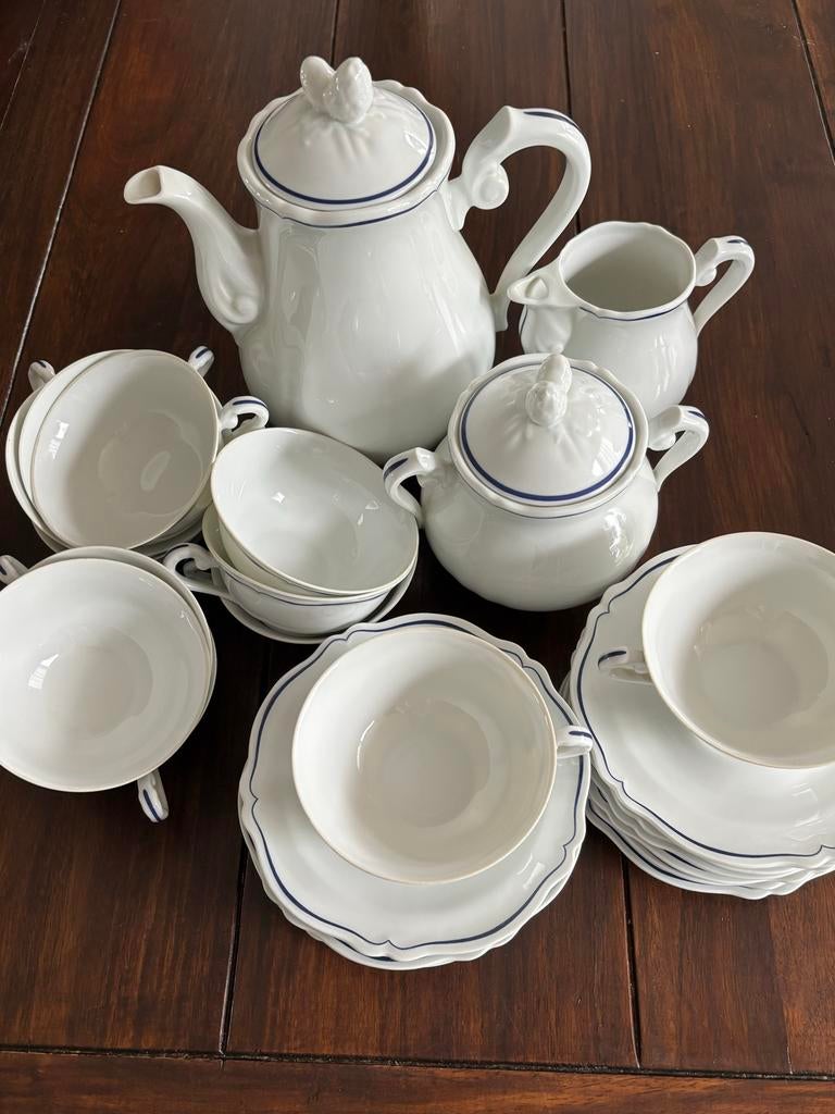 Limoges Koffie/Theeservies - Compleet met Pot, Suikerpot & M, Ophalen, Gebruikt, Overige stijlen, Kop(pen) en/of Schotel(s)