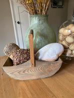 Brocante houten plukmandje met (nep) brood, Gebruikt, Mand, Ophalen of Verzenden, Rechthoekig