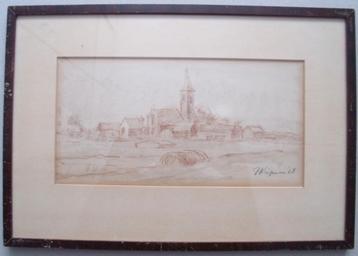 Piet Wiegman (1930 - 2008) - Dorpsgezicht - tekening '68 beschikbaar voor biedingen