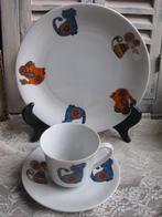Vintage Bord + Kop & Schotel / Seltmann Weiden - Poes & Hond, Antiek en Kunst, Curiosa en Brocante, Verzenden