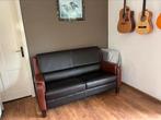 Leren tweezitsbank zwart / bruin, 150 tot 200 cm, Tweepersoons, 75 tot 100 cm, Ophalen of Verzenden