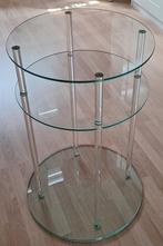 Glazen bijzettafeltje, Huis en Inrichting, Tafels | Bijzettafels, Ophalen, Rond, 60 cm of meer, Glas