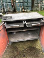 mobiele metalen werkbank/gereedschap wagen, Ophalen, Gebruikt, Bankschroef