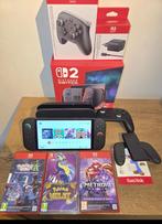 Nintendo Switch 2 met 3 spellen en toebehoren, Spelcomputers en Games, Spelcomputers | Nintendo Switch, Ophalen of Verzenden, Zo goed als nieuw