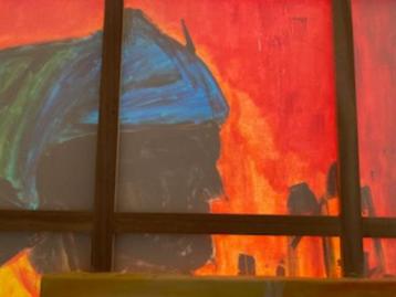 Moderne kleurrijke aparte schilderijen  op canvas  beschikbaar voor biedingen