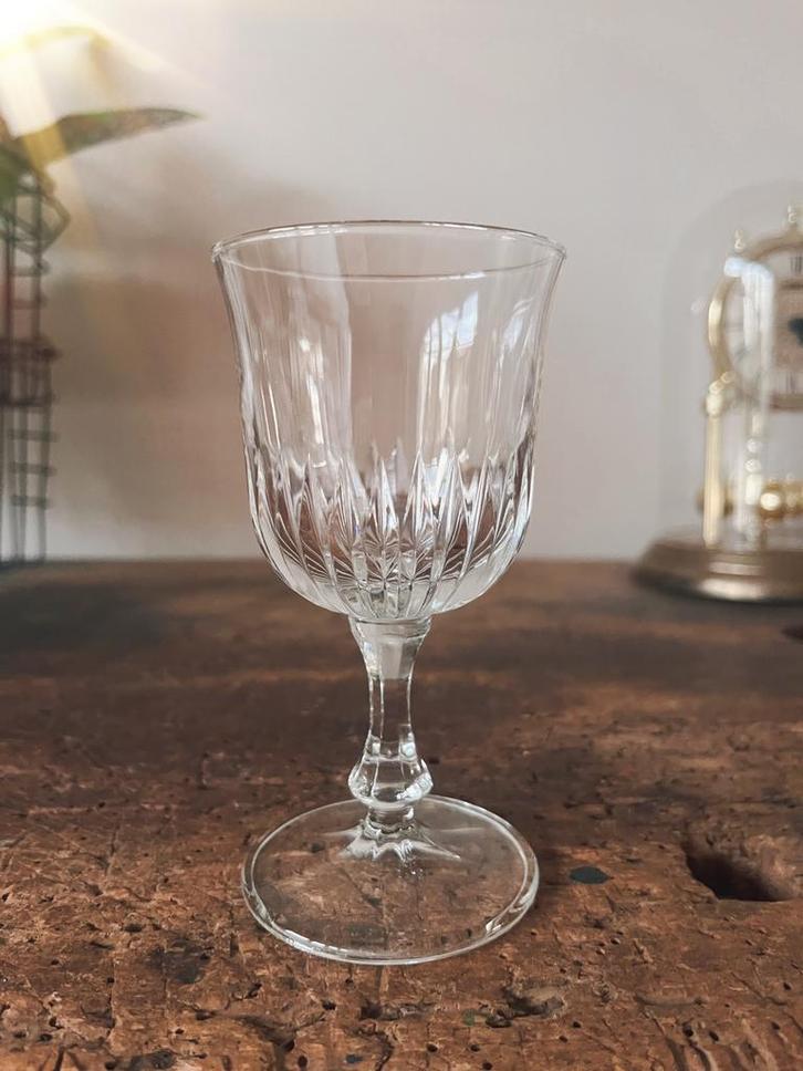 Set van 6 Vintage Franse  Wijnglazen Cristal d’Arques Paris, Verzamelen, Glas en Borrelglaasjes, Zo goed als nieuw, Overige typen