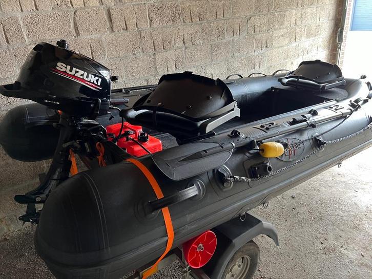 Raptor boot met trailer en Suzuki buitenboordmotor, Watersport en Boten, Hengelsport | Algemeen, Zo goed als nieuw, Ophalen