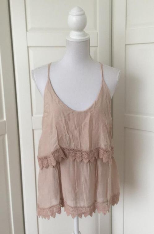 Made in Italy nieuwe poeder roze top met zijde, maat L, Kleding | Dames, Tops, Nieuw, Maat 42/44 (L), Roze, Zonder mouw, Ophalen of Verzenden