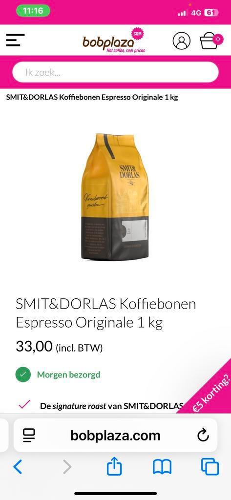 Smit & Dorlas Koffiebonen - Espresso & Lungo, Verzamelen, Automaten | Overige, Nieuw, Ophalen of Verzenden