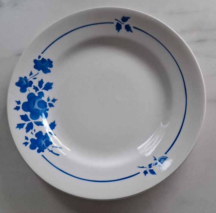 Frans blauw-wit porseleinen (ontbijt) bordje, Antiek en Kunst, Antiek | Servies los, Ophalen of Verzenden