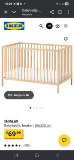 SNIGLAR Babybedje incl matrasje - Beuken - 60x120 cm, Ophalen, Zo goed als nieuw, Ledikant