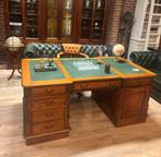 Engelse Partner Desk Bureau Groen Leer Eikenhout 180x100, Antiek en Kunst, Ophalen