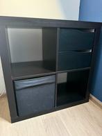 Kallax kast met lade en mand ikea zwart/bruin, Huis en Inrichting, Kasten | Wandmeubels, Ophalen, Zo goed als nieuw, Minder dan 150 cm