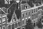 964011 Leiden panorama 1955 Gelopen met postzegel, Verzamelen, Ophalen of Verzenden, 1940 tot 1960, Gelopen, Zuid-Holland