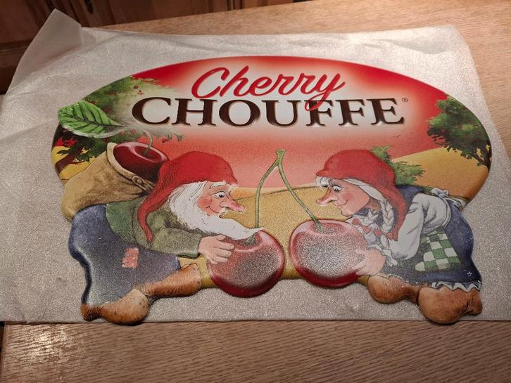 nieuw reclamebord Cherry Chouffe, Verzamelen, Biermerken, Nieuw, Reclamebord, Plaat of Schild, Overige merken, Ophalen of Verzenden