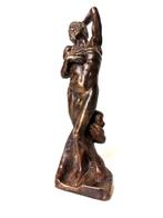 Massief brons beeldje mannelijk naakt aapje naar Michelangel, Antiek en Kunst, Verzenden