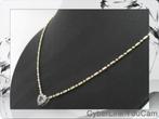 Stijlvolle klassieker 18k collier bolletjes, staafjes Hartje, Ophalen of Verzenden, Zo goed als nieuw, Met edelsteen, Goud