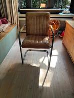 Cognac Leren stoel met ijzeren frame, Huis en Inrichting, Ophalen, Gebruikt, Bruin, Leer