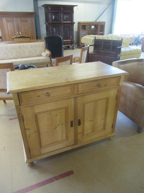 Oer 11548 grenenhouten deurtjes commode met 2 lades, Antiek en Kunst, Antiek | Overige Antiek, Ophalen