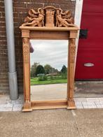 Grote spiegel in gebeeldhouwde houten lijst, Antiek en Kunst, Ophalen, Rechthoekig, 50 tot 100 cm, 100 tot 150 cm