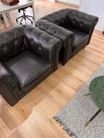 2x Zwarte Chesterfield fauteuils, Huis en Inrichting, Banken | Sofa's en Chaises Longues, Gebruikt, Ophalen of Verzenden