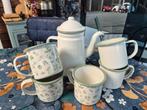 Emaille Koffiekan met 5 Mokken - Nieuw!, Ophalen of Verzenden, Nieuw