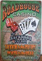 Roadhouse Casino kaarten reclamebord van metaal wandbord, Info@deconoord.nl, Deco Noord, Nieuw, Ophalen of Verzenden
