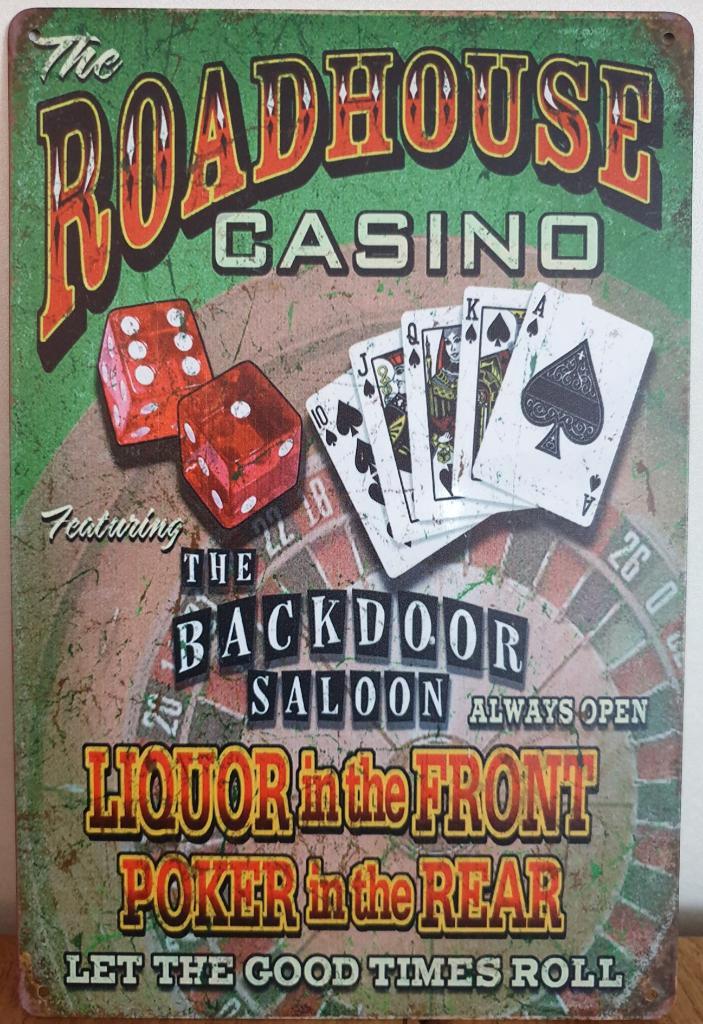 Roadhouse Casino kaarten reclamebord van metaal wandbord, Huis en Inrichting, Woonaccessoires | Wanddecoraties, Nieuw, Ophalen of Verzenden