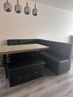 Eettafel met hoekbank en opbergbank - complete set!, Huis en Inrichting, Complete eetkamers, Ophalen, Gebruikt, Minder dan 4 stoelen