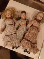 3 antieke poppen met porseleinen hoofdjes, Antiek en Kunst, Ophalen