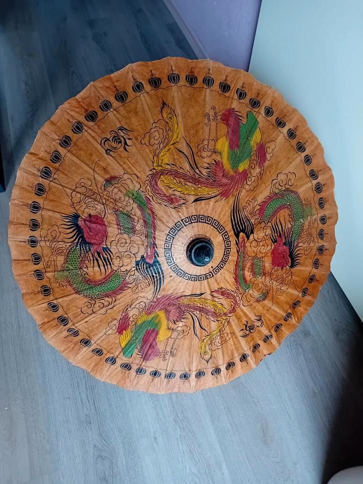 Aziatische Parasol - Handgeschilderd, Antiek en Kunst, Antiek | Woonaccessoires, Ophalen of Verzenden