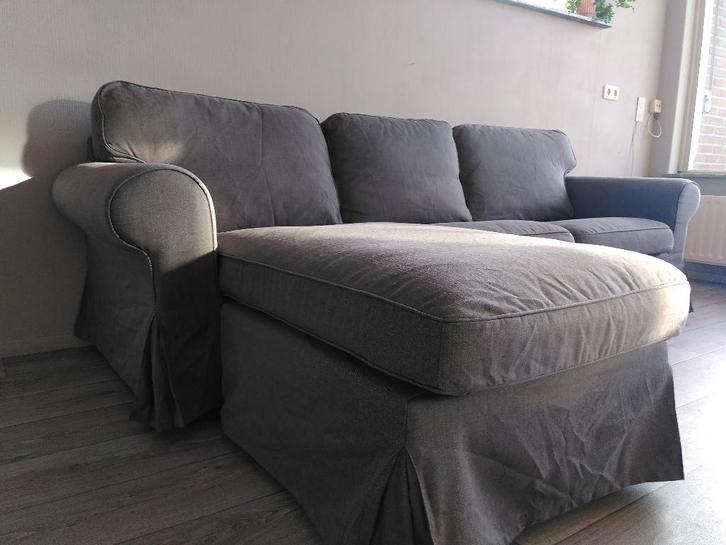 Ikea ektorp 3-zits bank met chaise longue in gemêleerd grijs, Huis en Inrichting, Banken | Bankstellen, Gebruikt, Hoekbank, Driepersoons