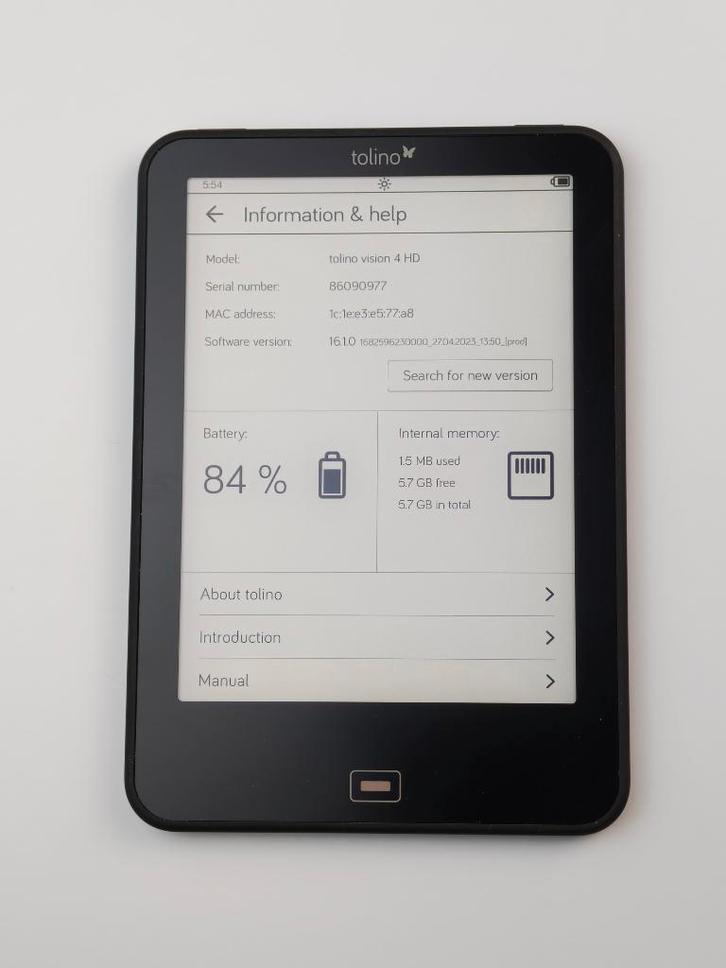 Tolino Vision 4 HD 6GB + garantie (E406), Computers en Software, E-readers, Ophalen of Verzenden