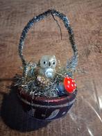 oma's nostalgische / vintage glazen kerstbal met uiltje, Diversen, Kerst, Ophalen, Zo goed als nieuw