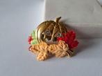 Vintage Avon broche pompoen Halloween, Verzenden, Gebruikt, Zilver, Overige materialen