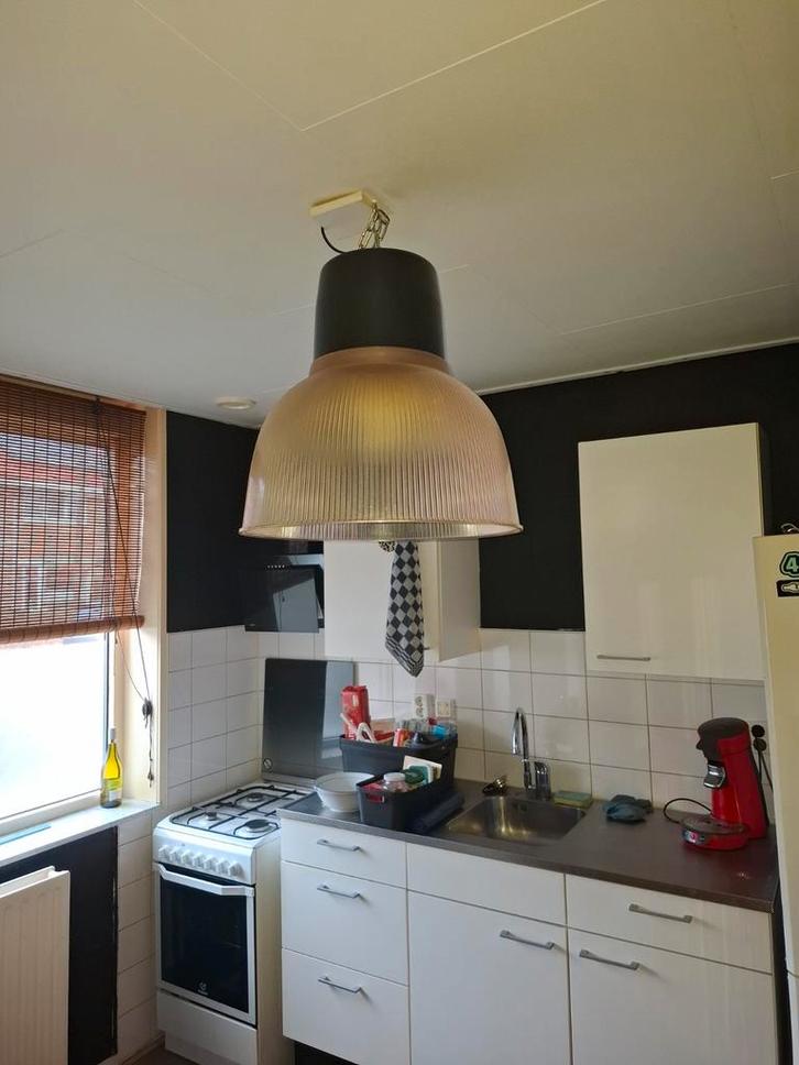 Industriele vintage fabriekslampen, Huis en Inrichting, Lampen | Hanglampen, Gebruikt, Minder dan 50 cm, Glas, Metaal, Ophalen